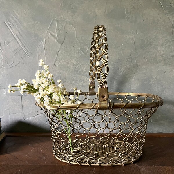 Woven Metal Basket Etsy