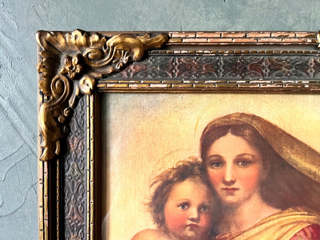 Beautiful Vintage Large French Gold Wood Gesso Frame W/ Virgin Etsy