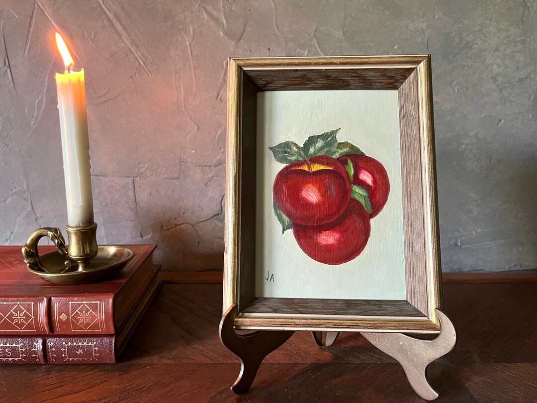 Vintage Cottage Style Framed Original Peaches Oil Painting Etsy