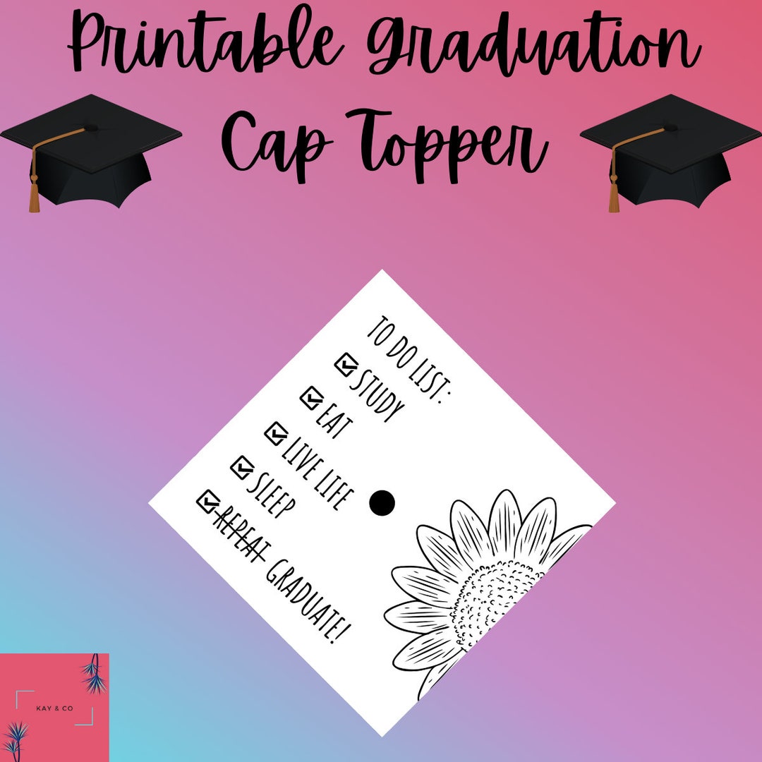 Printable graduation cap topper to do list eat sleep etsy