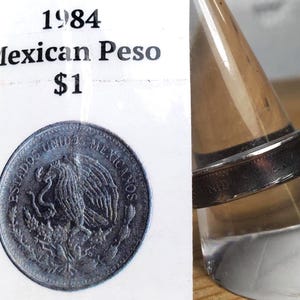 Mexico 1984 One Peso Coin Ring Handmade Jewelry Vintage Mexican Currency Size 7.5 Gift For Him or Her