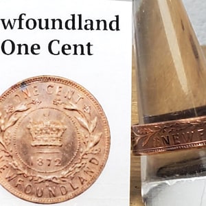 Newfoundland Large Cent Coin Ring Handmade Jewelry Vintage Antique Canada Currency Size 9.25 Gift For Him or Her