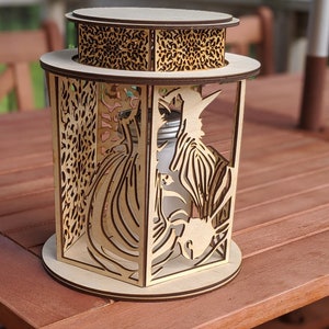 LASER CUT LANTERN - Lantern Svg File - Cnc Cut File - Zebra Lantern Svg - Digital Download