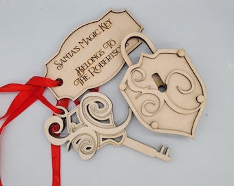 SANTA&#39;S MAGIC WORKING lock and Key, Svg, Pdf, Instant Download, Laser Cut