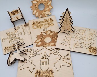 POP OUT CHRISTMAS Cards, svg, pdf, Laser Cut, digital download