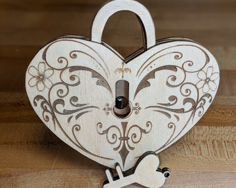 HEART SHAPE SVG - Heart Padlock Svg - Laser Cut Svg File - Digital Download - Wooden Heart Svg - Cute Couple Gifts