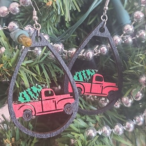 HOLIDAY TRUCK EARRINGS svg - Laser Cut Holiday Truck- Pendientes de chocolate caliente Svg - Digital Download Truck
