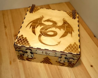 DRAGON ORGANIZING LOCK box with Hinges and Drawers, svg, pdf, eps, dxf