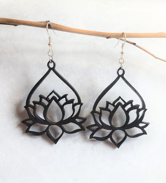 LOTUS EARRING SVG - Lotus Flower Svg - Earrings Svg Files - Flower Lover Gift - Laser Cut Files - Digital Download Pdf