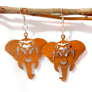 ELEPHANT EARRING SVG - Pendientes de animales Svg - Laser Cut Elephant - African Animal Svg - Pendientes de cabeza de león - Descarga digital Pdf
