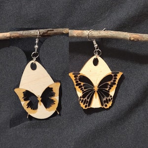 WOOD EARRINGS SVG Butterfly Earring Svg Earrings Svg Files - Etsy