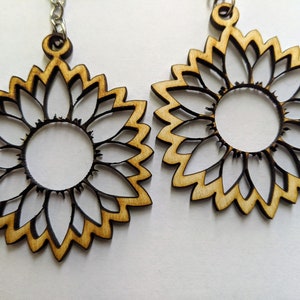 Girasol, SVG, Pendientes, Corte láser, Descarga instantánea