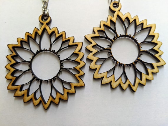 Sunflower, SVG, Earrings, Laser Cut, Instant Download