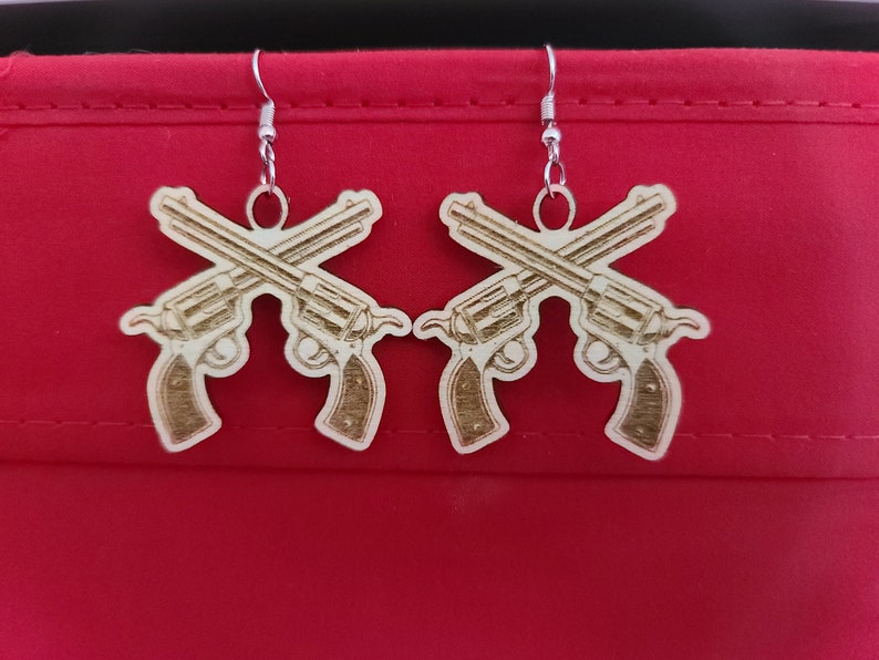 PENDIENTES DE PISTOLA SVG - Svg para pendientes - Encanto de pendiente de pistola - Pistola cortada con láser - Pendiente de pistola Svg - Descarga digital - Pendientes Archivos Svg imagen 3