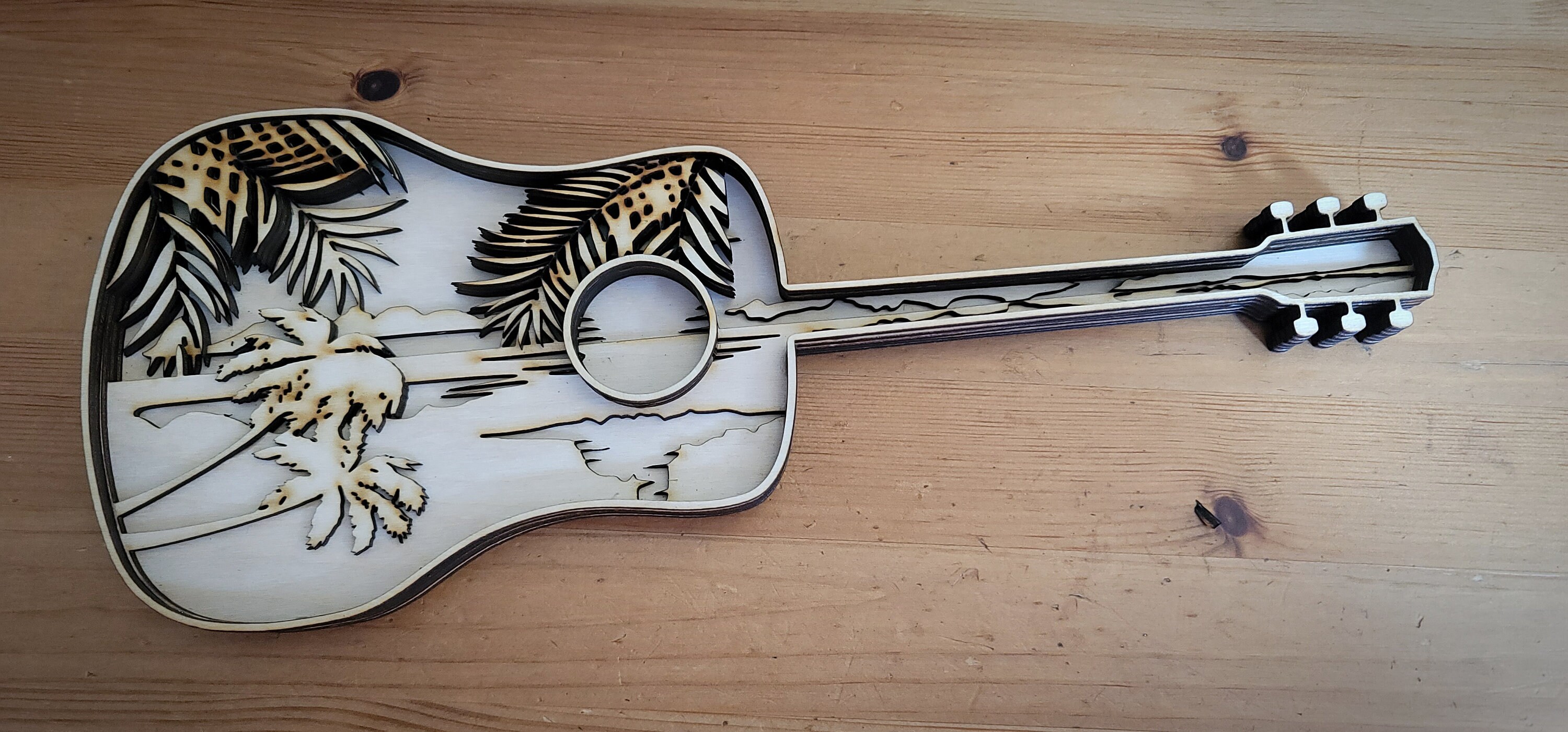 UKE/GUITAR BEACH Wall Hanger 6 Layers Svg/pdf/eps/dxf Etsy