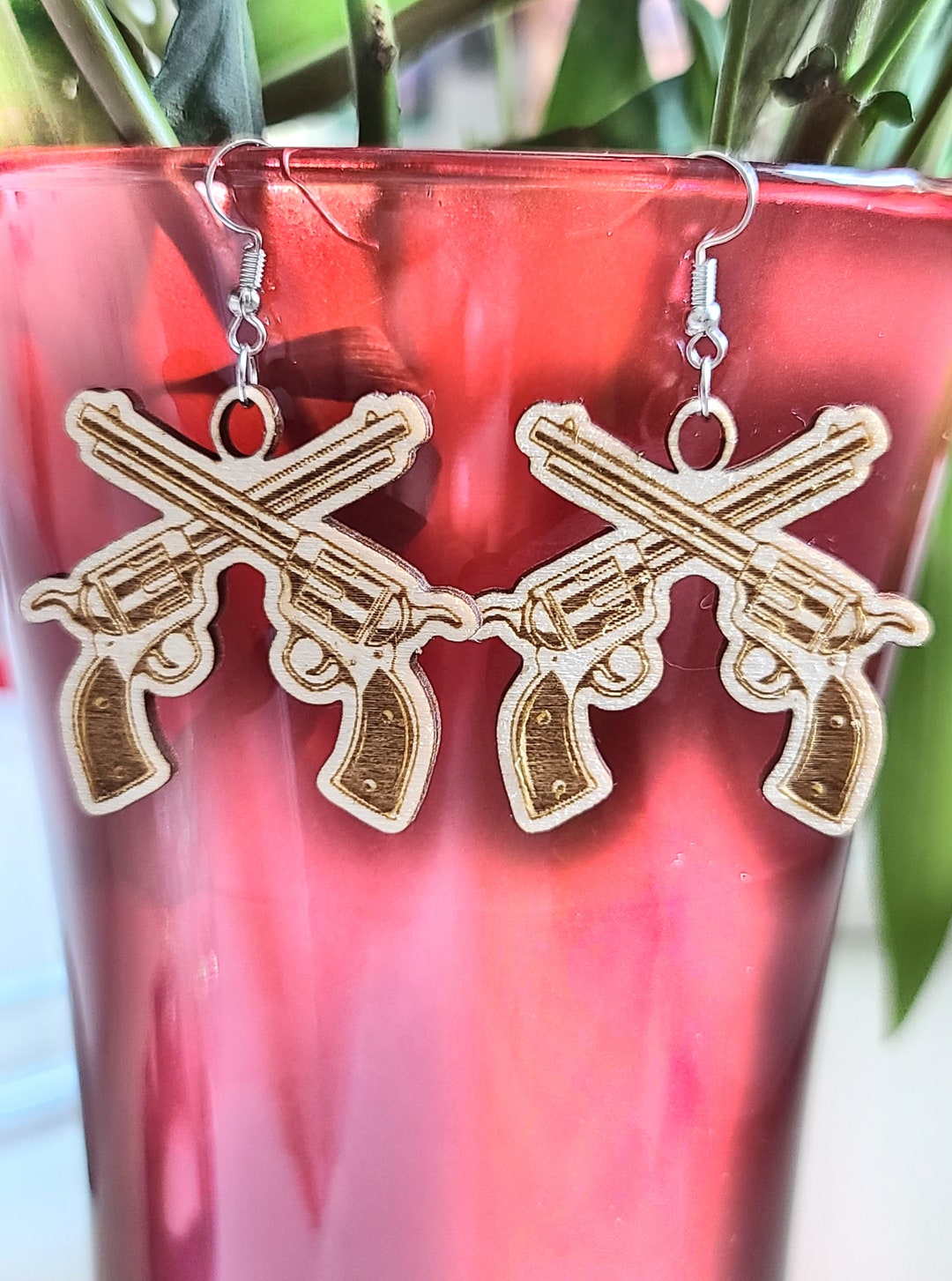 PISTOL EARRINGS SVG Svg for Earrings Pistol Earring Charm Laser Cut