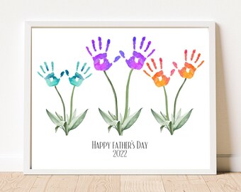 Handprint Art/ Keepsake Craft/ Baby Toddler Child Gift Craft DIY/ Happy Father's Day from Kid/ Multi kid gift/ Gift for Dad/INSTANT DOWNLOAD