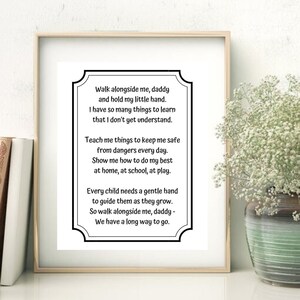 Loop naast me, papa en houd mijn handje vast | Vaderdagafdruk | Afdrukbaar | Downloaden | Decor | Cadeau |