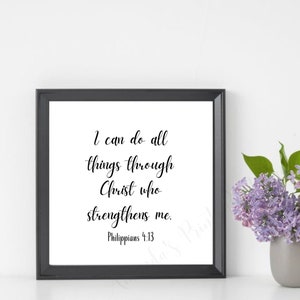 Posso todas as coisas em Cristo que me fortalece, arte de parede para impressão, Filipenses 4:13, versículo bíblico para impressão, arte cristã para berçário