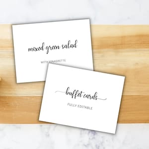 Editable Script Buffet card template, Calligraphy Wedding Buffet label, Modern Buffet label, buffet card template, Customizable Label