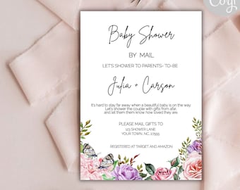 Baby Shower by Mail Template, Social Distancing Baby Shower Invite, Baby Shower Invitation Editable Template, Customizable Invitation