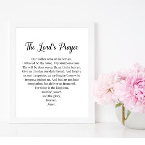 The Lord&#39;s Prayer Art Print, Wall Art, Children&#39;s Prayer, Gift, Shower Gift, Bible Verse, Instant Download Printable