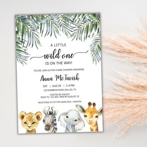 Editable Safari Baby Shower Invitation, A Wild One Baby Shower Invite, Jungle Animals Invitation Template, Gender Neutral Invitation, SBS-03