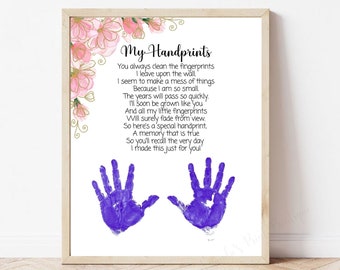 My Handprints Poem/ Handprint Art / Keepsake Craft / Baby Toddler Child Gift Craft DIY / Happy Mother's Day/ Gift for Mom / INSTANT DOWNLOAD