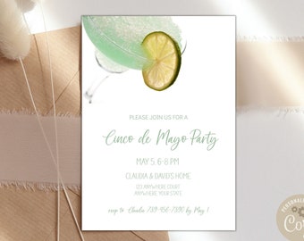 Cinco De Mayo Party Invitation, Editable Fiesta Happy Hour, Margarita Invitation, Instant Download Printable Invitation Template