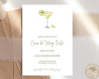 Cinco De Mayo Party Invitation, Editable Fiesta Happy Hour, Margarita Invitation, Instant Download Printable Invitation Template
