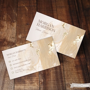 Bearbeitbare Visitenkartenvorlage, Beige & Gold Visitenkarte, DIY Visitenkarte, Benutzerdefinierte Visitenkarte, Canva Visitenkarte Vorlage