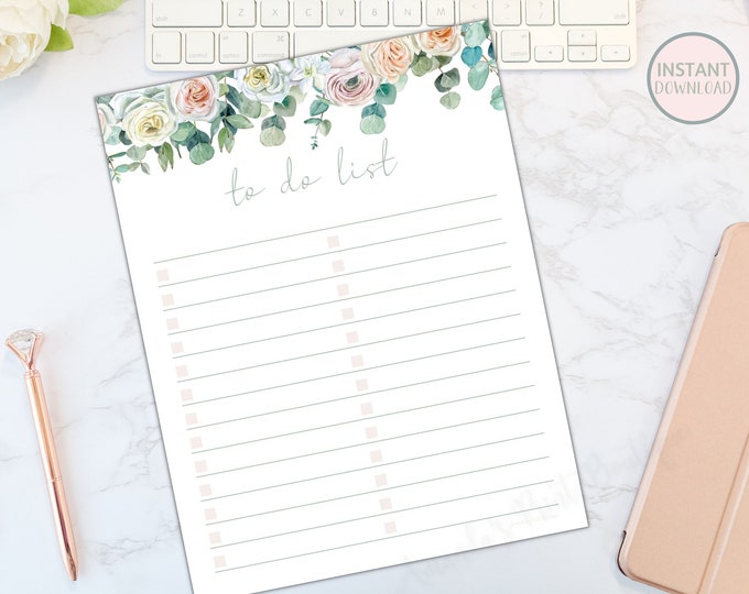 Printable to Do List, Watercolor Floral Planner Insert, Pink Flower ...