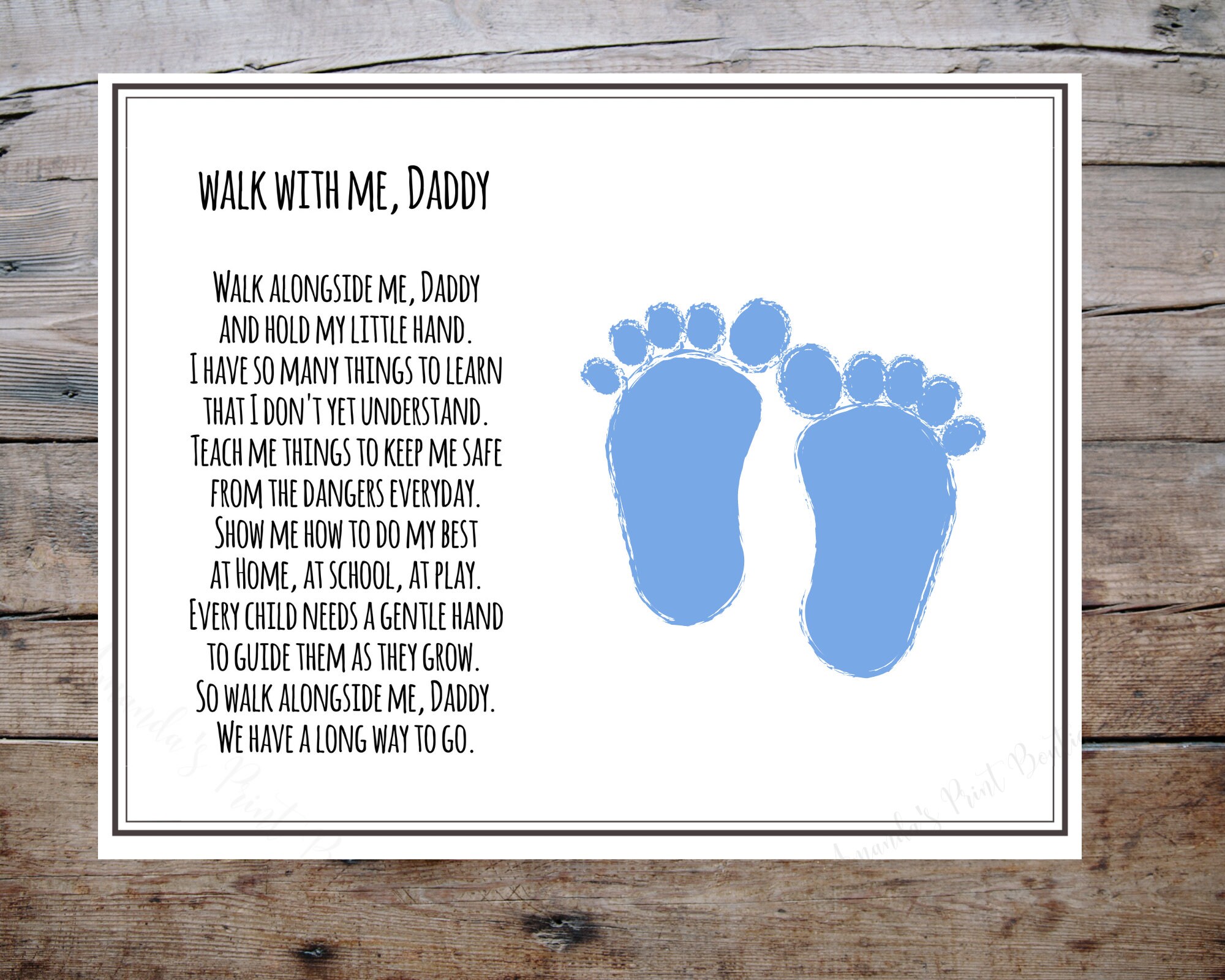 Walk With Me Daddy, Walk Alongside Me Fathers Day Handprint Keepsake Gift, Personalize With Child's Prints, Printable Craft, New Dad Gift - Etsy