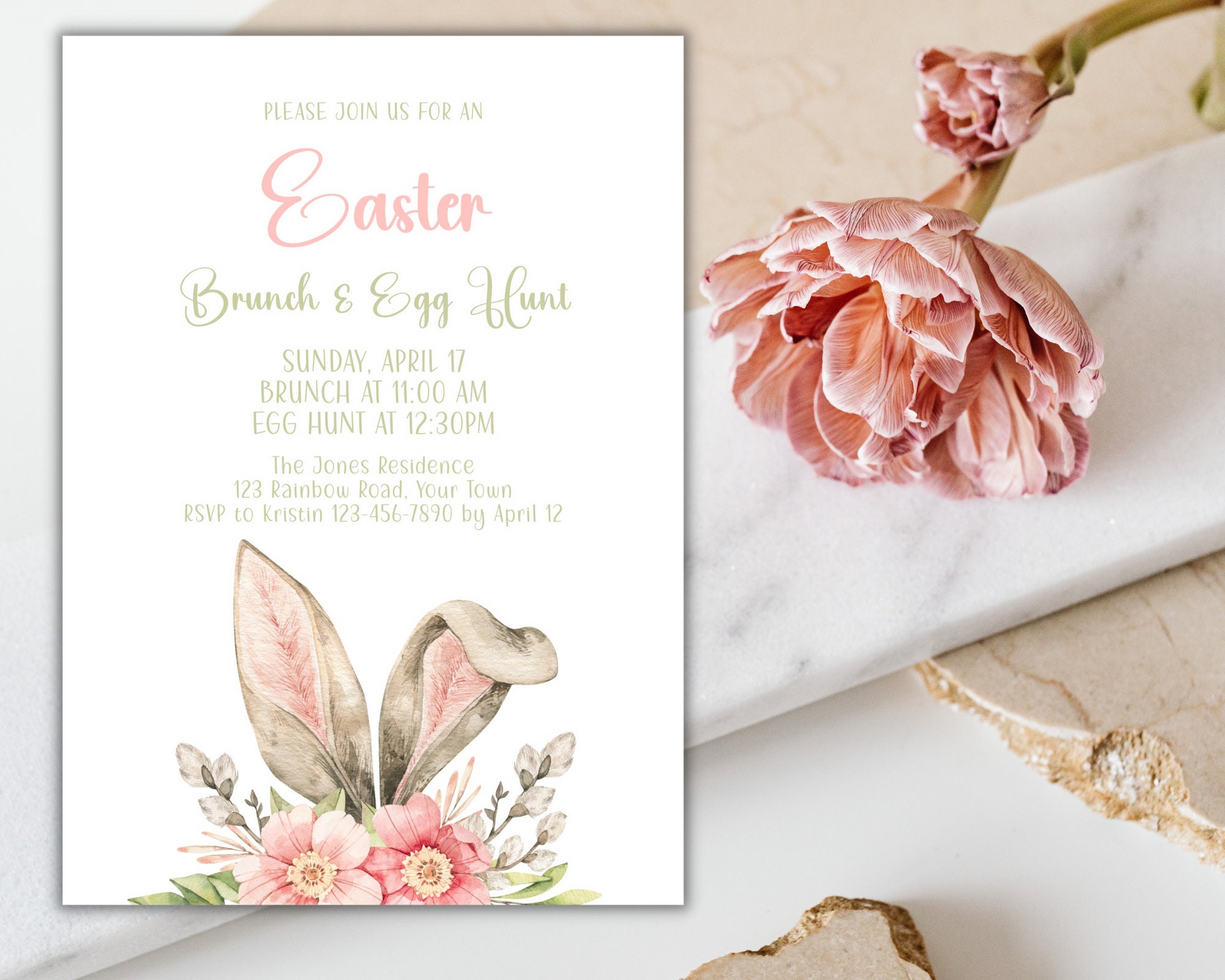 Editable Easter Brunch Invitation Template, Easter Egg Hunt Invite ...