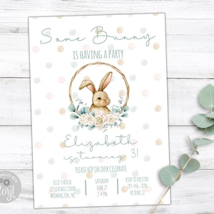 Some Bunny Invitation, Bunny Birthday Party Invitation, Instant Download, Some Bunny Birthday, Bunny Party, Some Bunny Baby Shower Invite