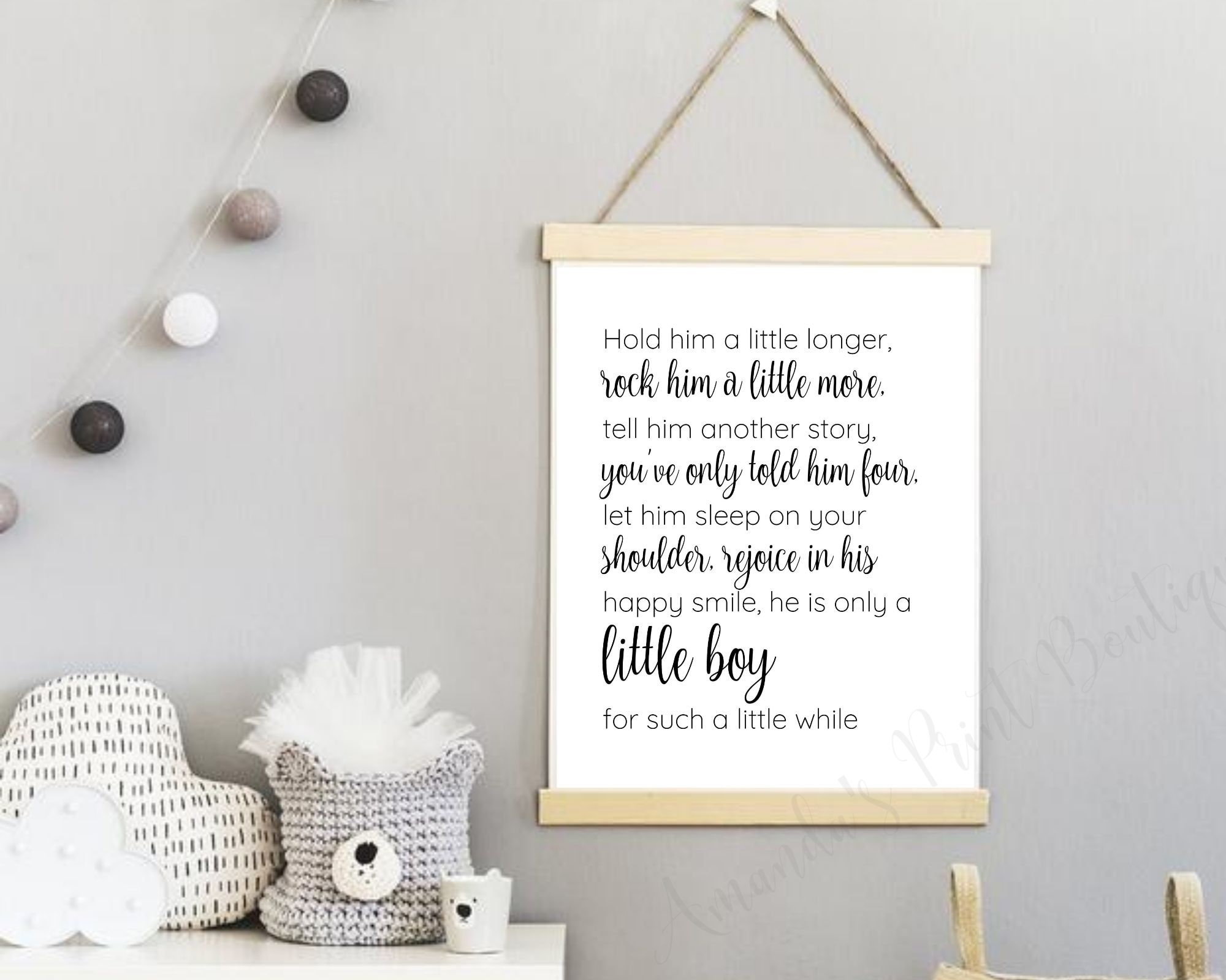 Hold Him a Little Longer Quote Print Boy Nursery Decor Baby - Etsy