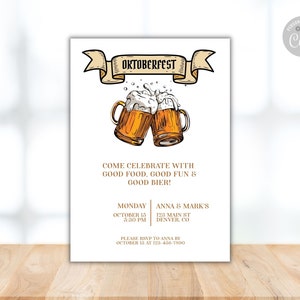 Oktoberfest Invitation, Oktoberfest Shower Invite, Beer Party Invitation, Fall Birthday Party, Harvest Party Invite Instant Download