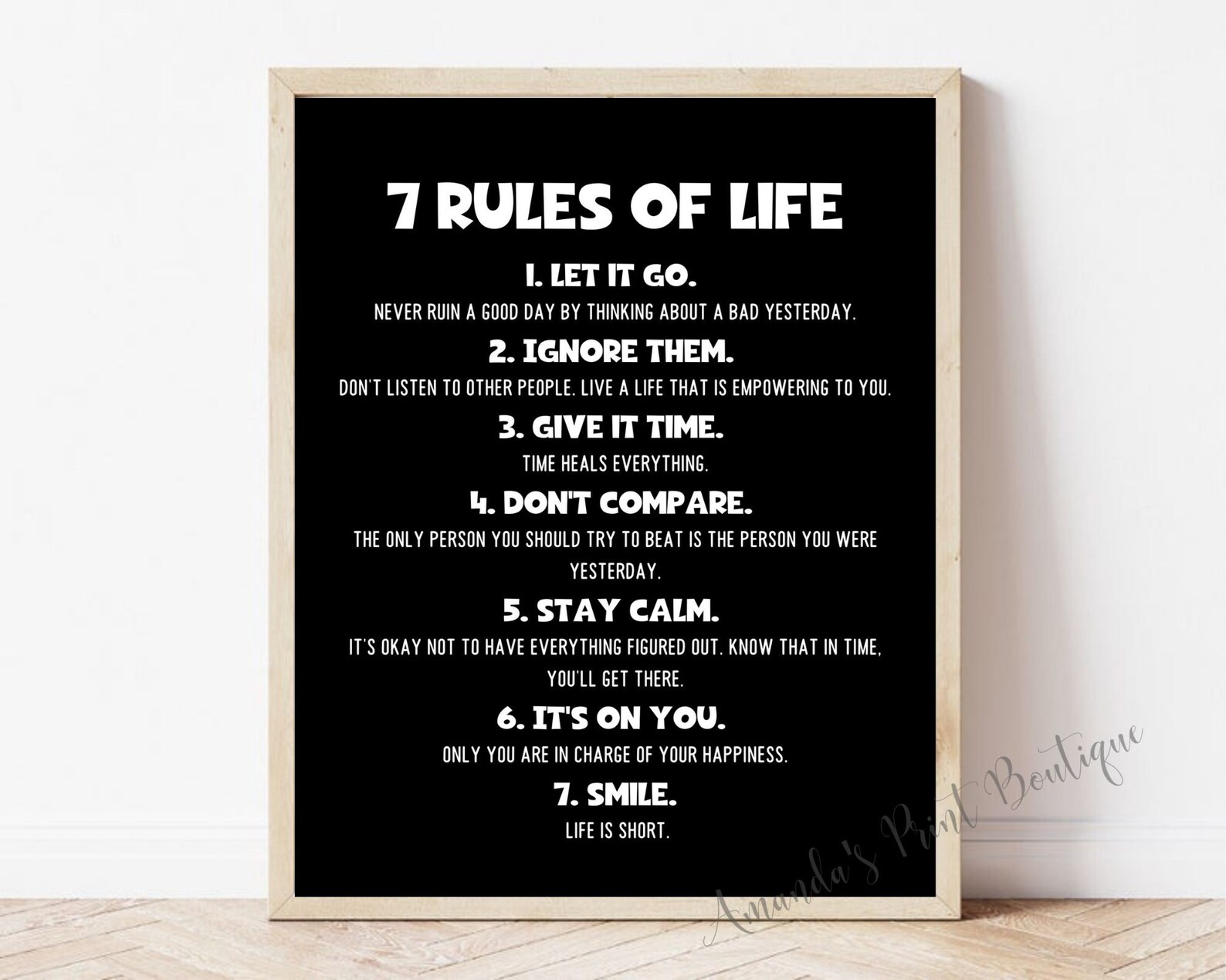 7 Rules of Life Poster, Motivational Print, Inspirational Print ...