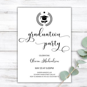 Graduation Invitation Template, Modern Minimalist Graduation Invitation, Simple Graduation Announcement, Graduation Party, Editable Invite