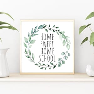 Home Sweet Homeschool Sign, Printable Wall Art, Home Decor, Home School , Decor, Printable, Download