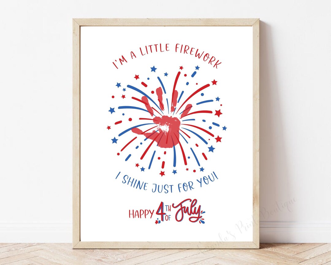 Firework July Hand Lettering 4th of July Firework Handprint Art, Classroom Activities, 4th of July ...