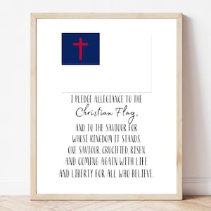 Pledge of Allegiance to Christian Flag with Flag Art Printable, Instant Download