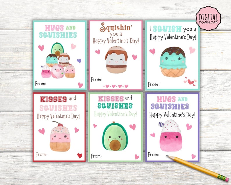 Squishy Valentine Kids Valentine Cards, Moshi Valentine's Day Cards for ...