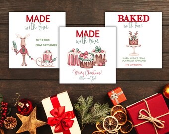 Editable Christmas Gift Tag Printable, Made with Love Gift Tag, Christmas Favor, Christmas Gift Label, Merry Christmas Tag,Holiday Favor Tag