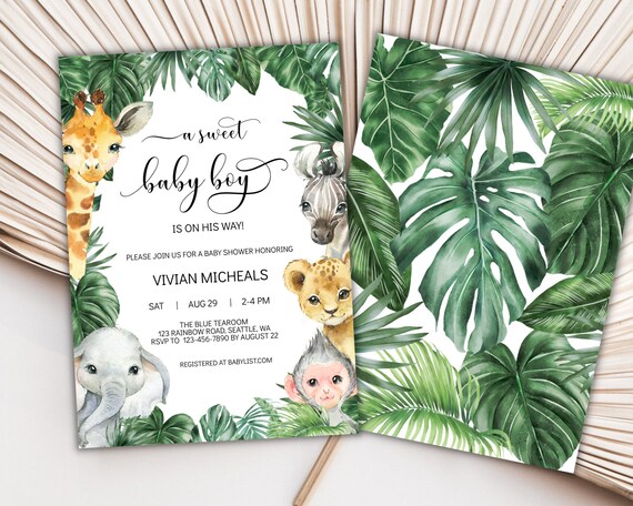 Editable Safari Baby Shower Invitation Boy Baby Shower - Etsy