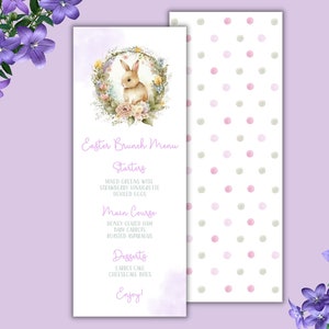 Editable Easter Bunny Brunch Menu Template, Printable Easter Menu, Easter Menu Card, Neighborhood Egg Hunt Menu, Church Easter Menu