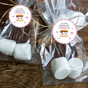 S'mores Dia dos Namorados, Etiquetas de círculo de Dia dos Namorados da Escola, Cartões de Dia dos Namorados Smores, Você Torna o Dia dos Namorados Smore divertido Etiquetas de Círculo de Dia dos Namorados para impressão