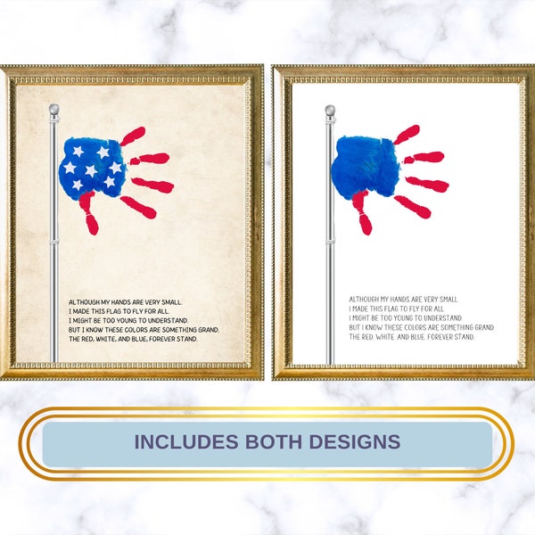 Flag Poem Handprint Art , 4th of July, Independence Day, Memorial Day, Keepsake Craft, Baby Toddler Child Craft, American Flag, Patriotic