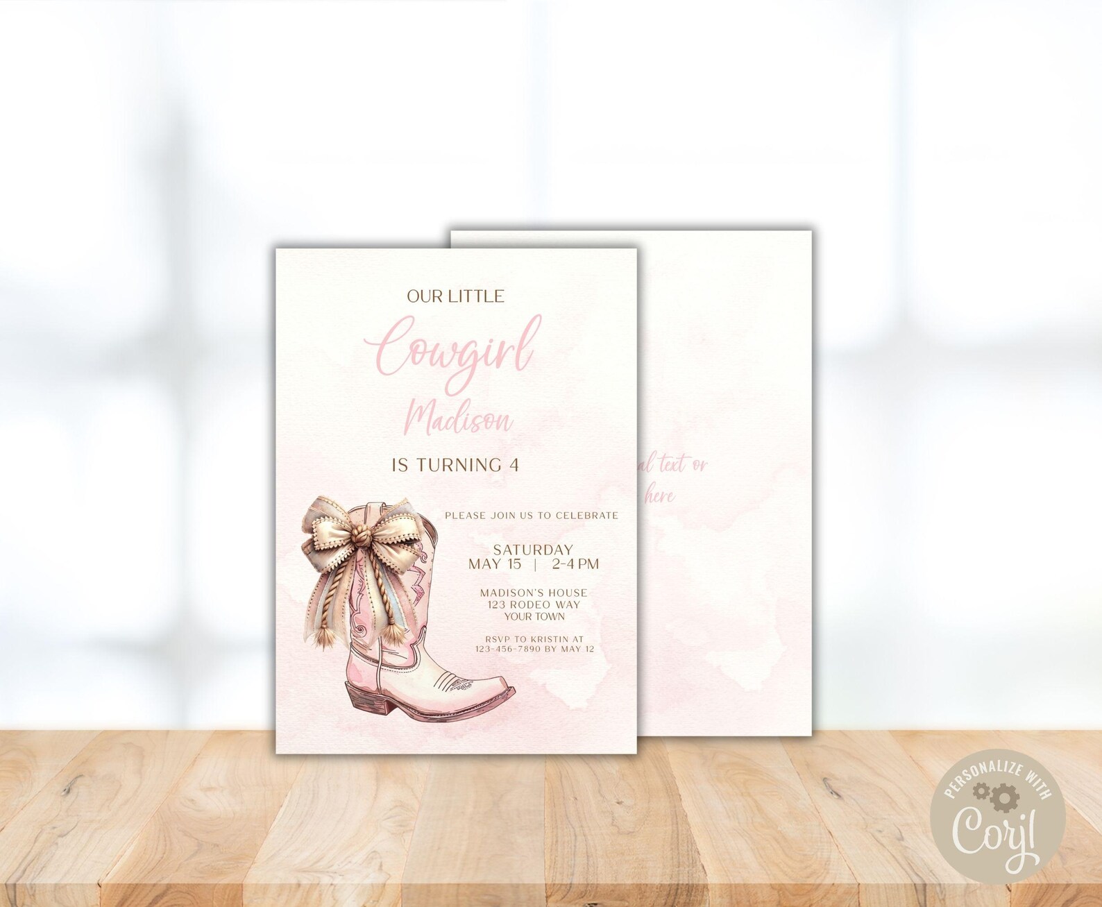 Invitación de cumpleaños de vaquera, plantilla de invitación con botas ...