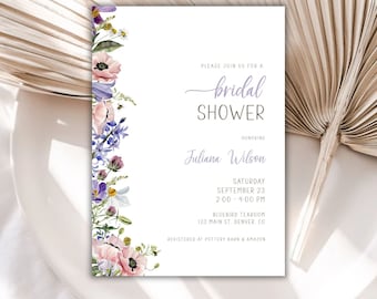 Wildflower Shower Invitation, Floral Bridal Shower Invitation, Colorful Wildflower Invite, Spring Floral Bridal Shower Invitation Template